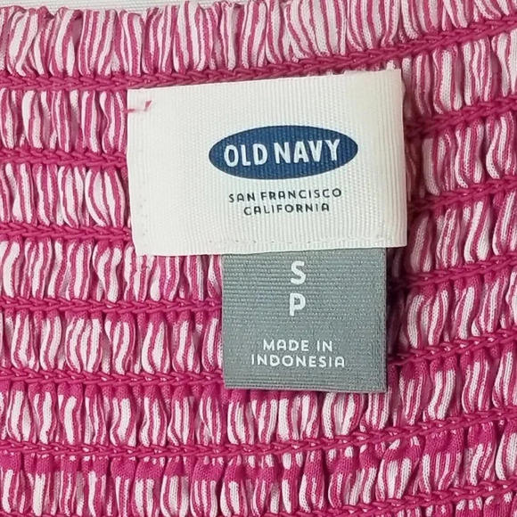 Old Navy Small Women's The Cami Dress Spaghetti String Side Zip Pink White Strip - Picture 5 of 8
